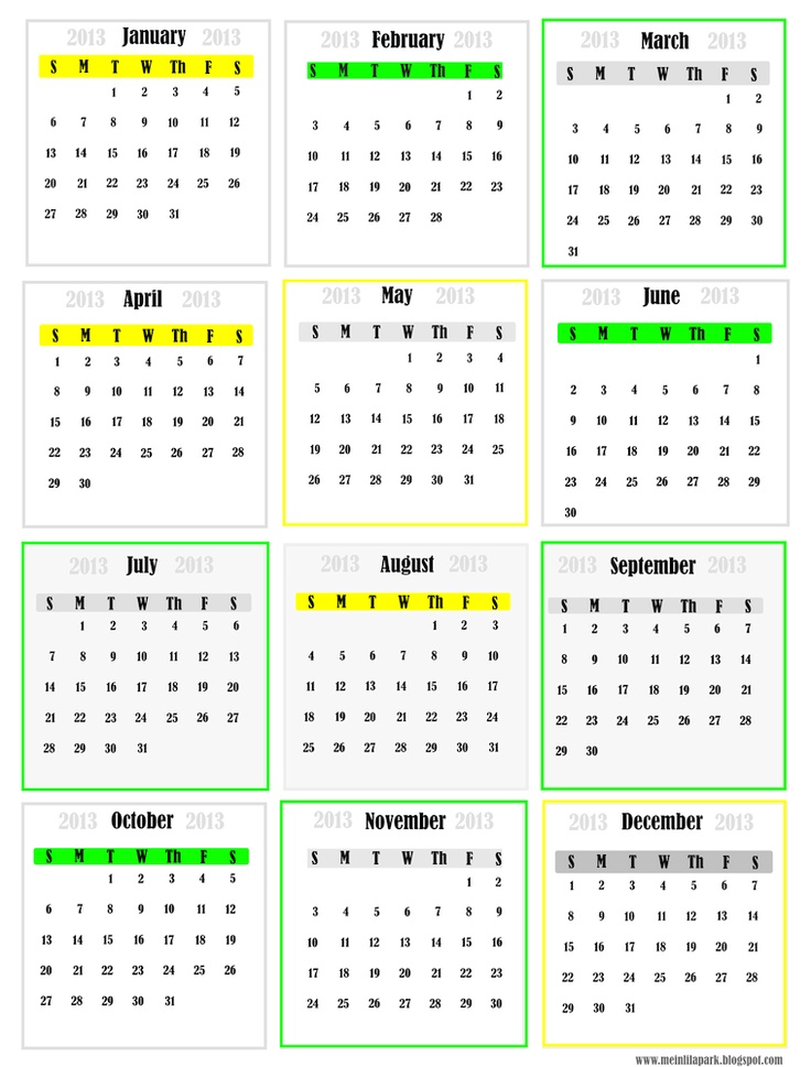 Printable Instagram Mini Calendar â Crafthubs